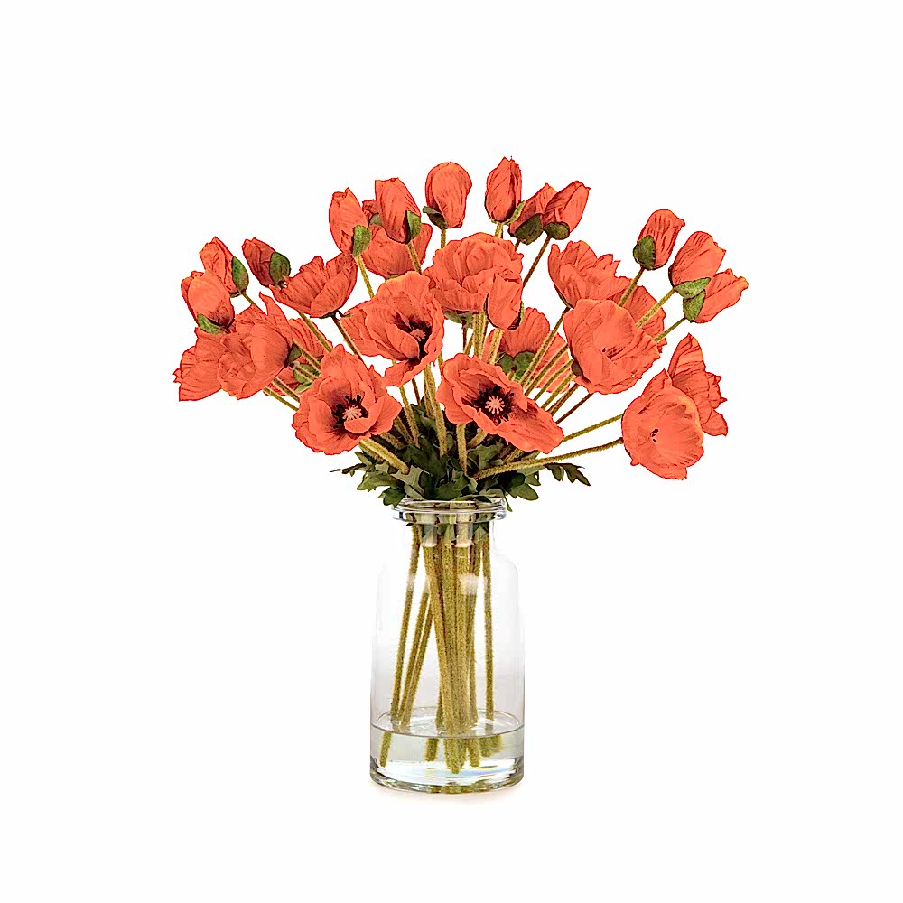 Jelli Cam Vazoda Orange Gelincik Aranjman (50 CM) Jelli Cam Vazoda Orange Gelincik Aranjman (50 CM)