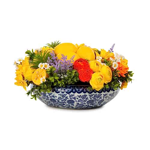Bleu Blanc Vazo Karışık Limon Aranjman (16 CM) Bleu Blanc Vazo Karışık Limon Aranjman (16 CM)
