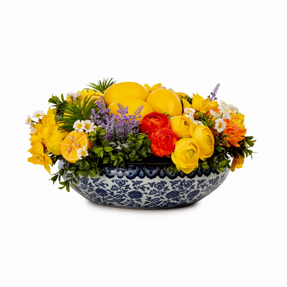 Bleu Blanc Vazo Karışık Limon Aranjman (16 CM) Bleu Blanc Vazo Karışık Limon Aranjman (16 CM)