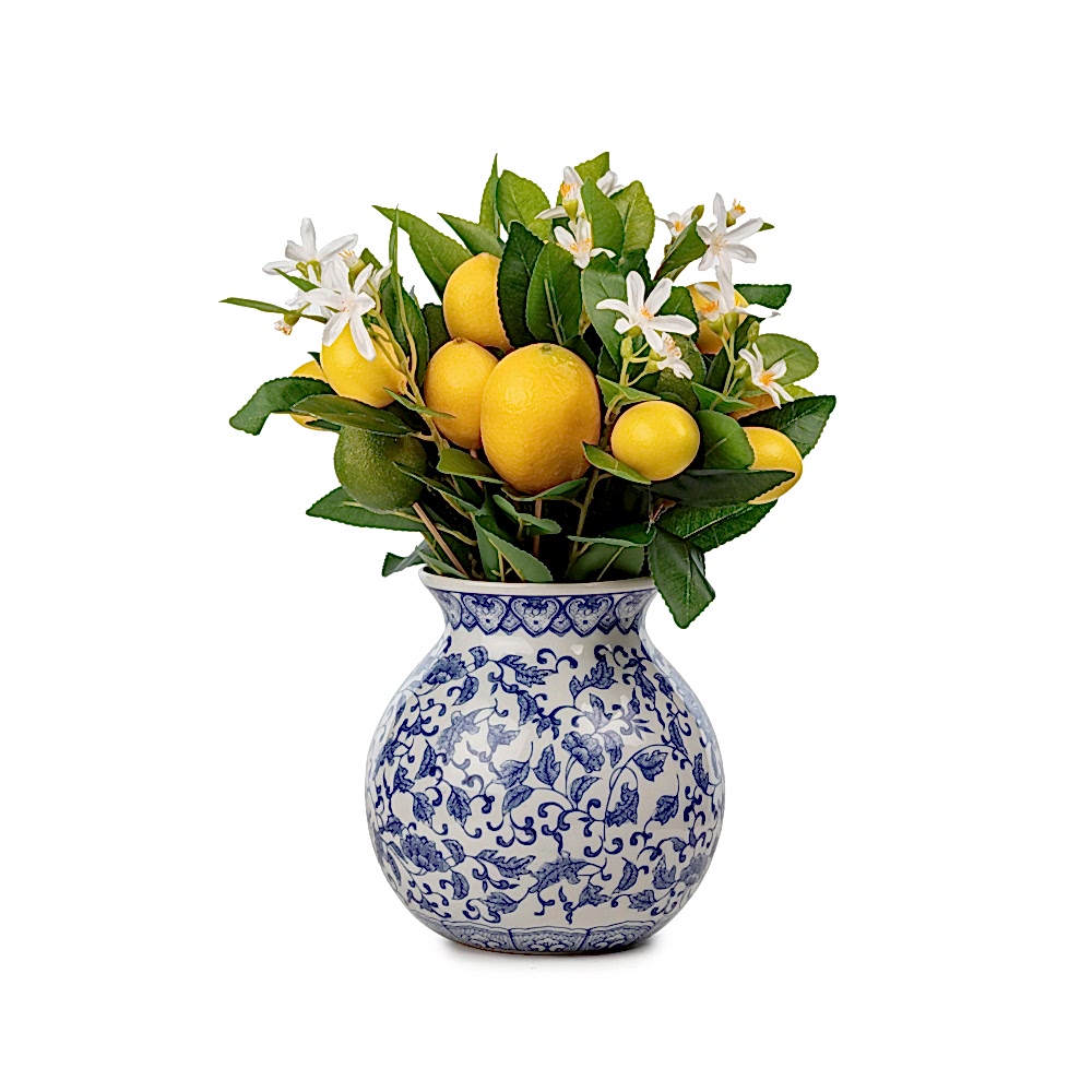 Bleu Blanc Vazo Limon Aranjman (40 CM) Bleu Blanc Vazo Limon Aranjman (40 CM)