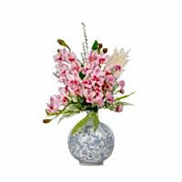 Bleu Blanc Vazo Islak Dokulu Karışık Pembe Aranjman (70 CM)
