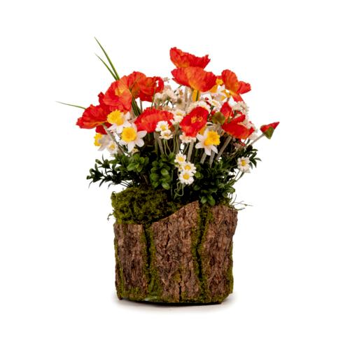 Natural Kütükte Gelincik Aranjman (35 CM)