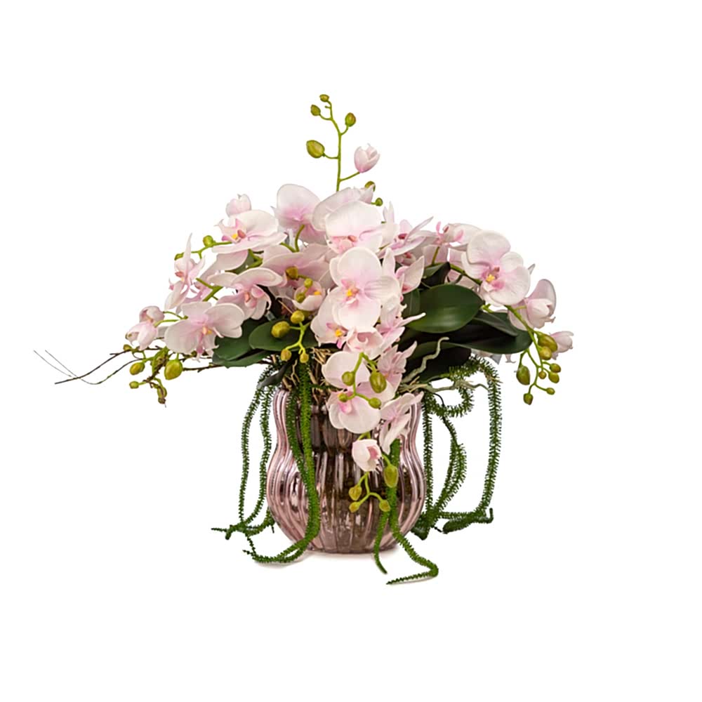 Jelli Cam Vazo Islak Dokulu Pembe Orkide Aranjman (60 CM) Jelli Cam Vazo Islak Dokulu Pembe Orkide Aranjman (60 CM)