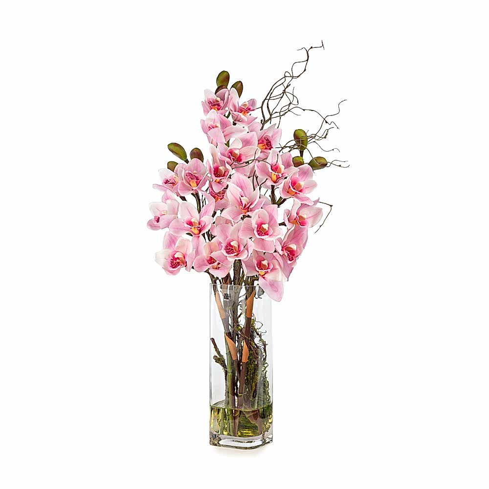 Jelli Cam Vazo Islak Dokulu Pembe Orkide Aranjman (80 CM) Jelli Cam Vazo Islak Dokulu Pembe Orkide Aranjman (80 CM)