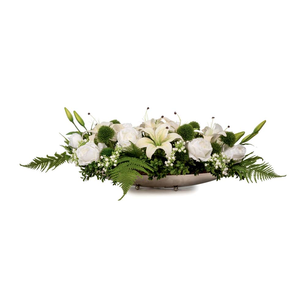 Metal Tabakta Islak Dokulu Zarif Lilyum Aranjman (60 CM) Metal Tabakta Islak Dokulu Zarif Lilyum Aranjman (60 CM)