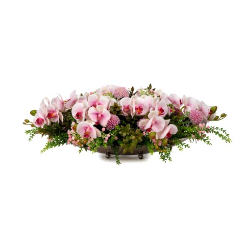 Gondol Vazo Islak Dokulu Pembe Orkide Aranjman (50 CM)
