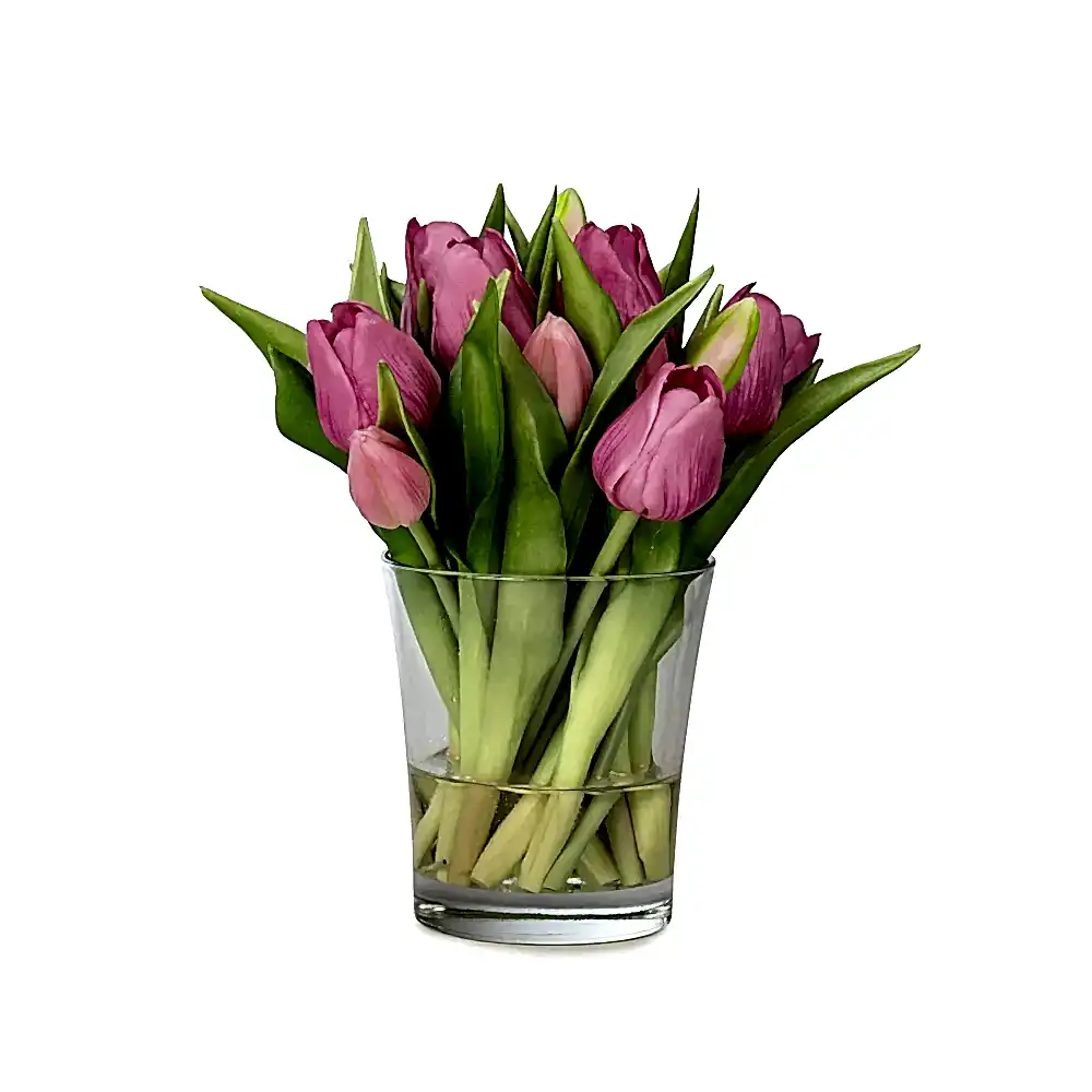 Küçük Cam Vazoda Islak Dokulu Jelli Mauve Lale Aranjman (23 CM) Küçük Cam Vazoda Islak Dokulu Jelli Mauve Lale Aranjman (23 CM)