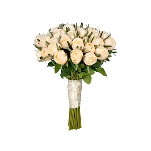 Kuru Görünümlü Krem Gül Gelin Buketi (30 CM) Kuru Görünümlü Krem Gül Gelin Buketi (30 CM)