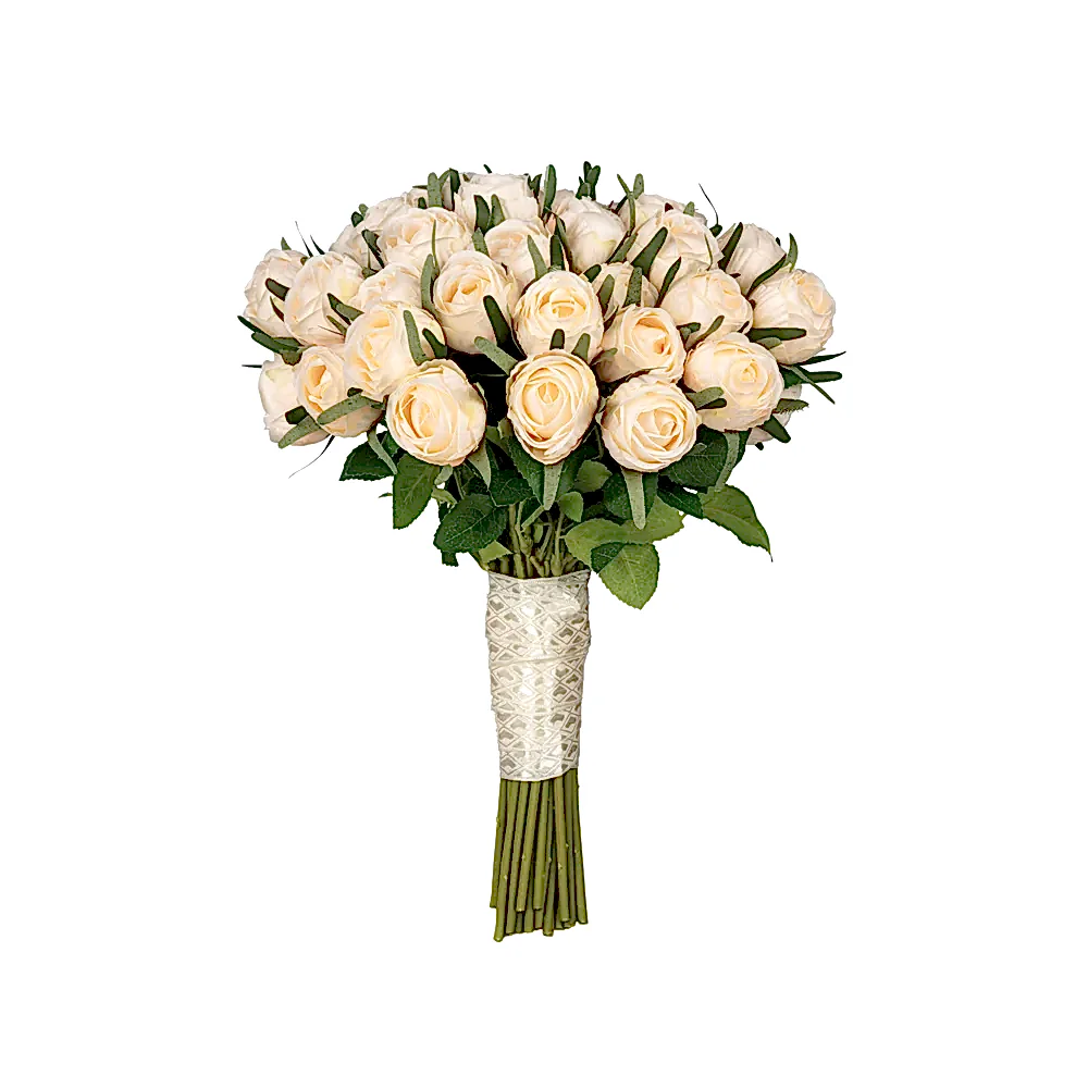 Kuru Görünümlü Krem Gül Gelin Buketi (30 CM) Kuru Görünümlü Krem Gül Gelin Buketi (30 CM)