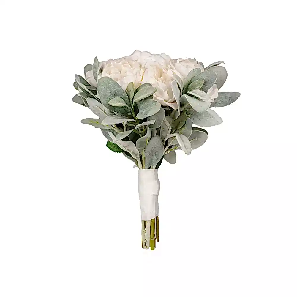 Islak Dokulu Beyaz Şakayık Kuzu Kulağı Gelin Buketi (35 CM) Islak Dokulu Beyaz Şakayık Kuzu Kulağı Gelin Buketi (35 CM)