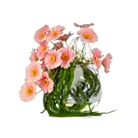 Jelli Cam Çantada Islak Dokulu Pembe Papatya Aranjman (42 CM)