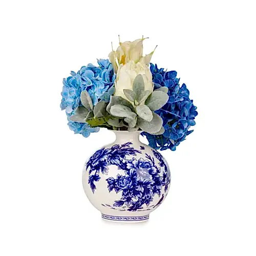 Bleu Blanc Vazoda Islak Dokulu Gala Ortanca Karışık Aranjman (32 CM) Bleu Blanc Vazoda Islak Dokulu Gala Ortanca Karışık Aranjman (32 CM)