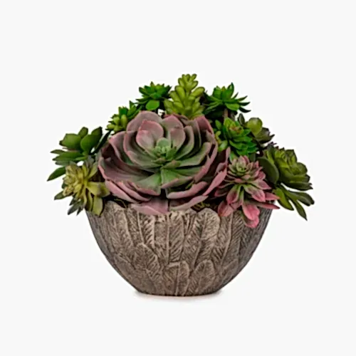 Metal Tabakta Sukkulent Aranjman (36 CM)